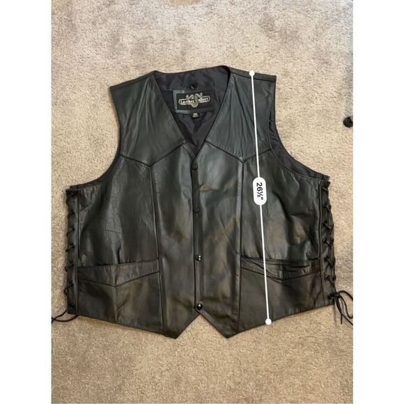 Men’s Motorcycle Leather Vest Painted/Lace Sides size 56 3X - Picture 11 of 12